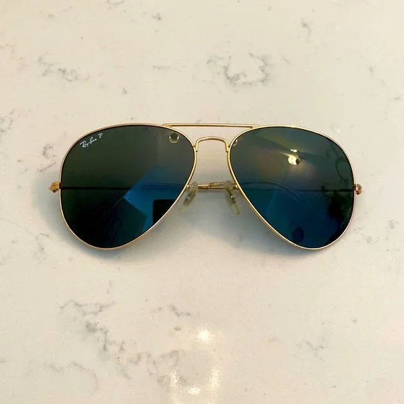 Ray Ban Aviator Classic Polarized Polished Gold GUC - Picture 1 of 11